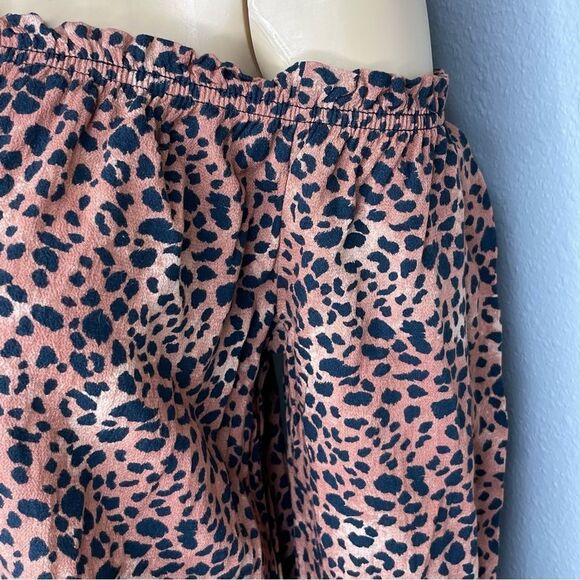 Rewind Leopard Off Shoulder Long Sleeve Button-down Blouse Top Tan Black Medium - Picture 8 of 12